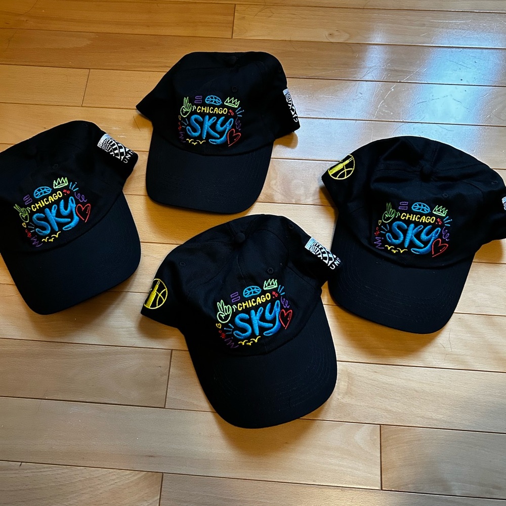 WNBA Skytown Black Chicago Sky Cap with Colorful graphite Embroidery